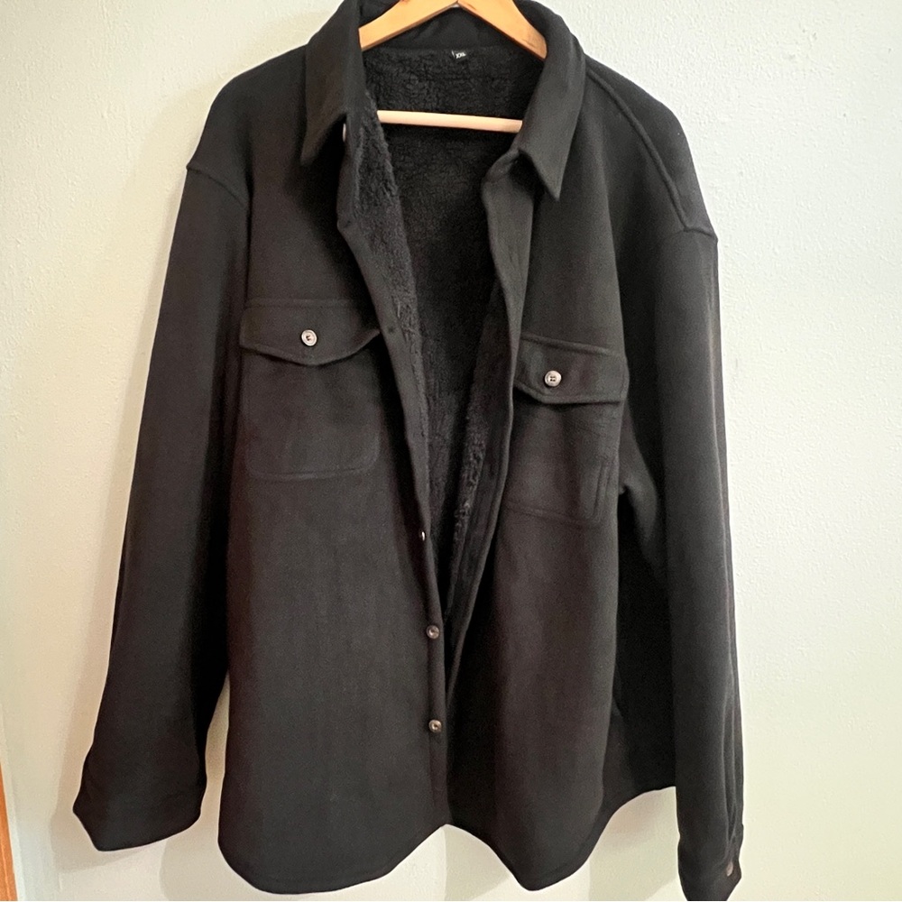 Men's Black Fleece Sherpa Lined Jacket
